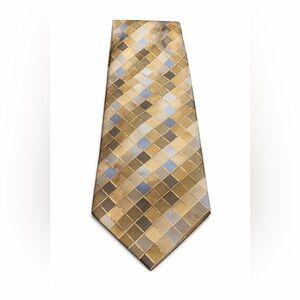 Elegant Gold and Silver Checkered Tie